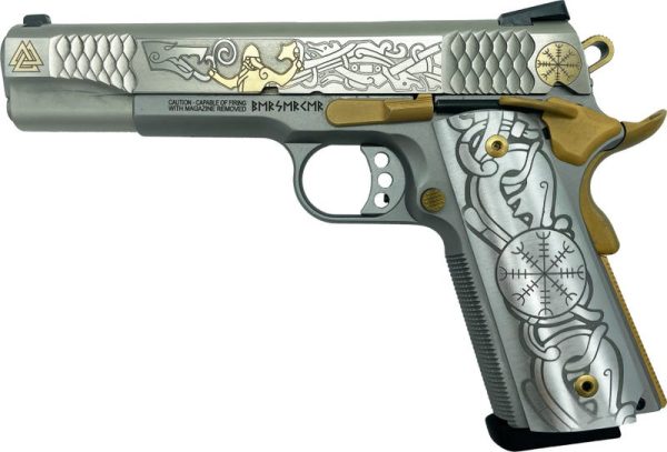 Smith and Wesson 1911 E-Series "Viking" Gold Inlay On Stainless For Sale